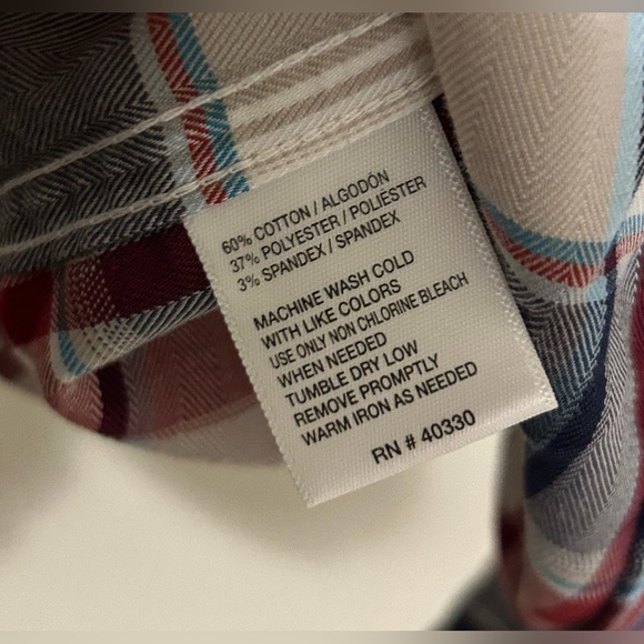 Men’s “HAGGAR” Plaid Short Sleeve Button Down Shirt - Red/Blue - Picture 4 of 4